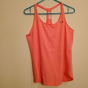 Under Armour heat gear orange athletic tank top size medium